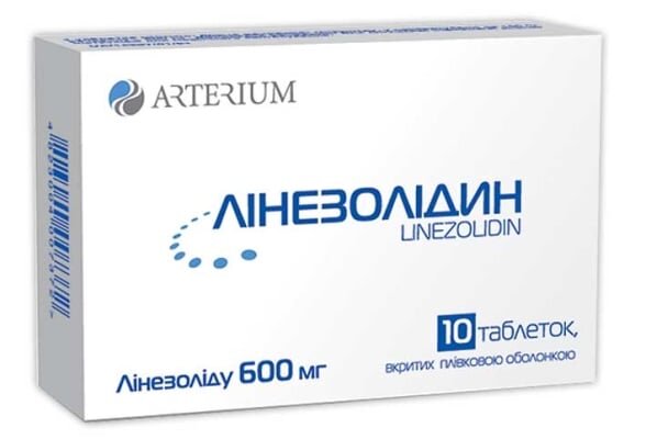 Лінезолідин таблетки, в/плів. обол. по 600 мг №10