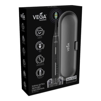 Електрична зубна щітка Vega VT-800B Sonic Smart Vega Pro звукова, чорна