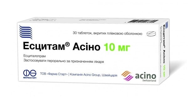 Есцитам Асіно таблетки, в/плів. обол. по 10 мг №30 (10х3)