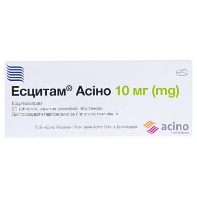 Есцитам Асіно таблетки, в/плів. обол. по 10 мг №30 (10х3)