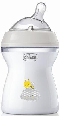 Пляшка дитяча пластикова Chicco Natural Feeling з соскою силіконовою, середній потік, нейтральна, 250 мл