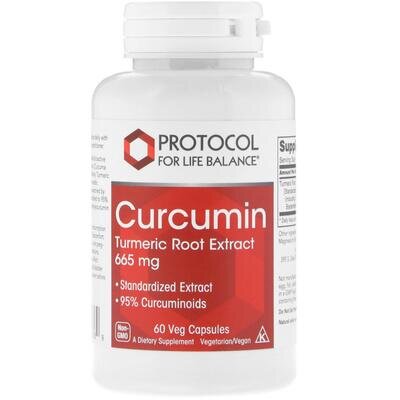Куркумін екстракт кореня куркуми Protocol for Life Balance Curcumin Turmeric 665 мг, 60 вегетаріанських капсул