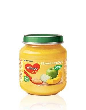 Пюре фруктове Milupa Яблуко і Гарбуз для дітей з 6 місяців, 125 г