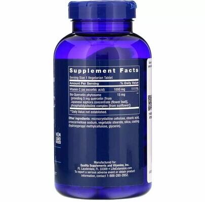 Вітамін С + біо-кверцетин Life Extension Vitamin C and Bio-Quercetin Phytosome, 250 вегетаріанських таблеток