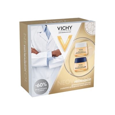 Набір для обличчя Vichy 2025 Neovadiol (денний антивіковий крем 50мл + нічний антивіковий крем 50мл) -60% на другий засіб у наборі