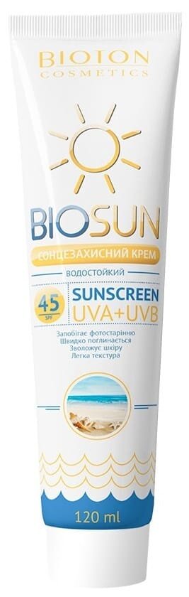 Крем сонцезахисний Bioton Cosmetics BioSun SPF45 водостійкий, 120 мл