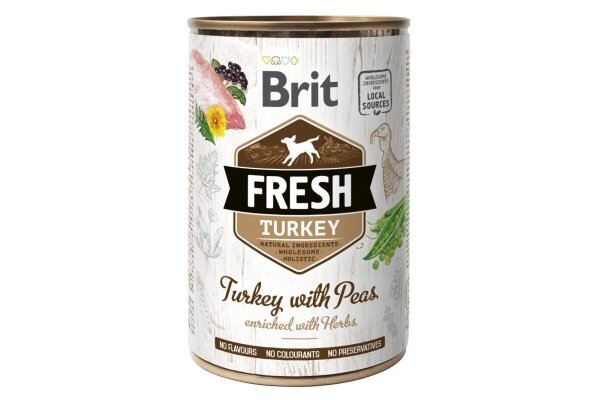 Корм вологий для собак Brit Mono Protein з індичкою та горошком, 400 г