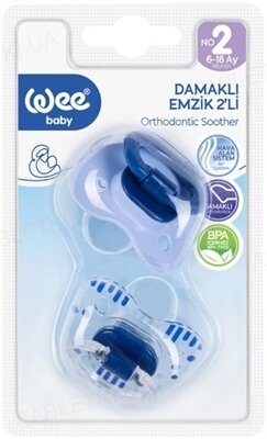 Набір пустушок силіконових Wee Baby №2, ортодонтичні 6-18 місяців, 2 шт