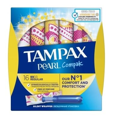 Тампони Tampax Compak Pearl Regular з аплікатором, 16 штук