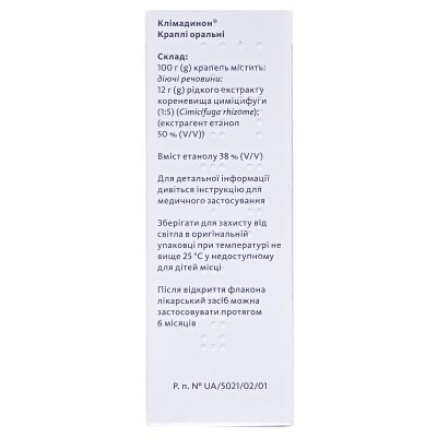 Клімадинон краплі ор. по 50 мл у флак. з доз. пристр.