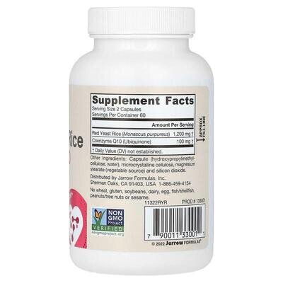 Червоний дріжджовий рис та Коензим Q10 Jarrow Formulas Red Yeast Rice + Co-Q10, 120 капсул