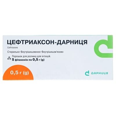 Цефтриаксон-Дарниця порошок для р-ну д/ін. по 0.5 г №5 у флак.