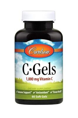 Вітамін C Carlson Labs C-Gel 1000 мг, 60 гелевих капсул