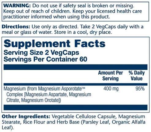 Магнію Аспоротат Solaray Magnesium Asporotate 400 мг, 120 капсул