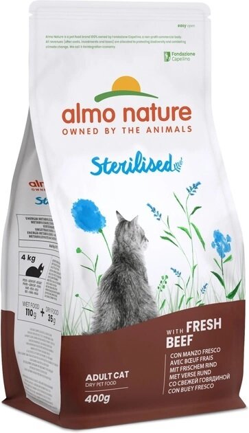Корм сухий Almo Nature Holistic Cat для стерилізованих котів з яловичиною, 400 г