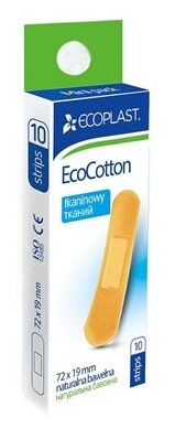 Набір пластирів медичних Ecoplast EcoCotton бактерицидних на тканій основі 72 x 19 мм, 10 штук