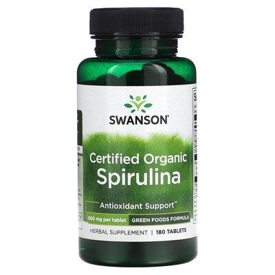 Спіруліна органічна Swanson Certified Organic Spirulina таблетки по 500 мг №180