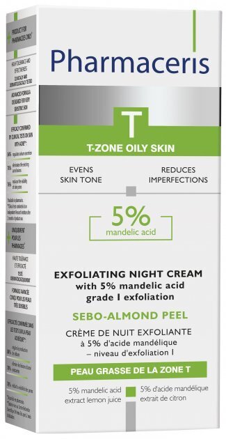 Крем для обличчя Pharmaceris T Sebo-Almond Peel 5% нічний I ступінь відлущування з 5% мигдальною кислотою, 50 мл