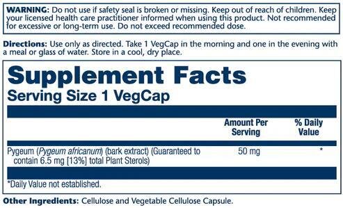 Екстракт кори африканської сливи Solaray Pygeum Bark Extract, 60 веганських капсул