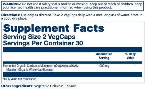 Гриб Кордицепс ферментований Solaray Fermented Cordyceps, 60 капсул