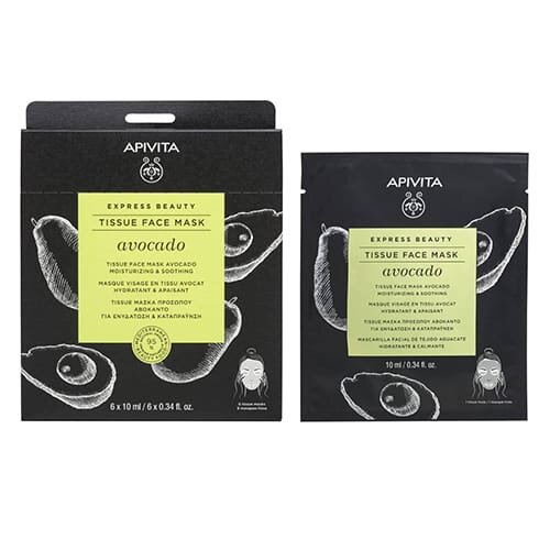 Маска тканинна для обличчя Apivita Express Beauty Зволожуюча і заспокійлива з авокадо, 10 мл