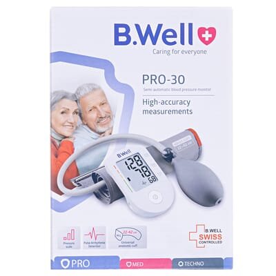 Тонометр B.Well PRO-30 напівавтоматичний, манжета 22-42 см, в комплекті з чохлом