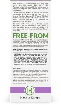 Сироватка для обличчя The Conscious для звуження пор з авокадо та цинком день/ніч, 30 мл