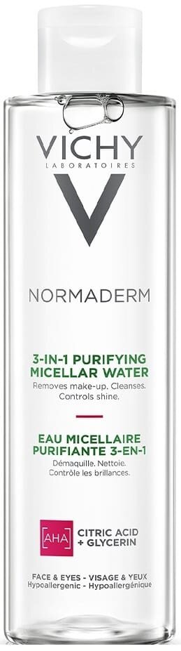 Міцелярна вода Vichy Normaderm 3-in-1 Purifying для зняття макіяжу та очищення шкіри обличчя та навколо очей, 200 мл