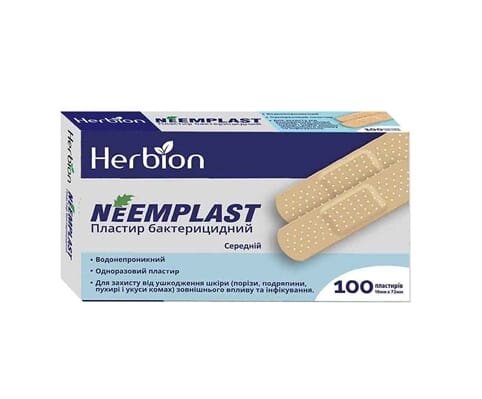 Пластир бактерицидний Neemplast на полімерній основі 1,9 см х 7,2 см, 100 штук