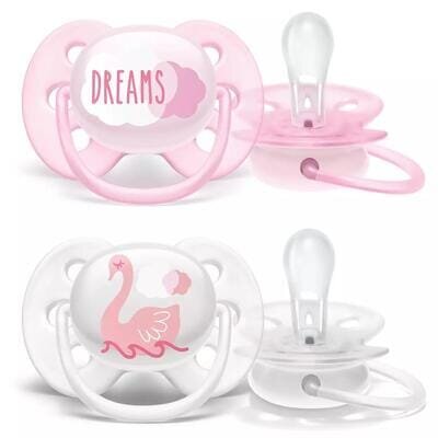 Пустушка силіконова Philips Avent Ultra Soft SCF222/02, 0-6 місяців, для дівчаток, 2 шт