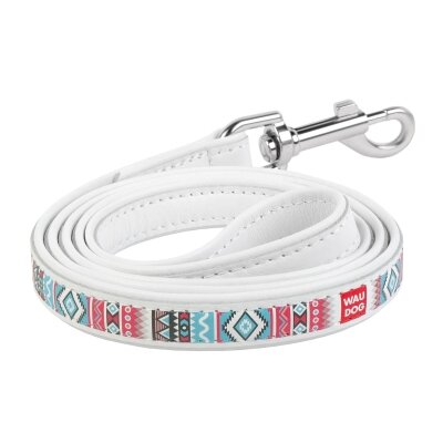 Повідець Collar WAUDOG Design малюнок Етно, ширина 12 мм довжина 122 см, білий