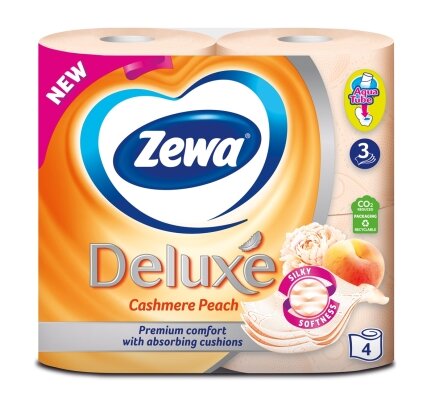 Папір туалетний Zewa Deluxe Cashmere Peach з ароматом персика тришаровий, 4 рулони