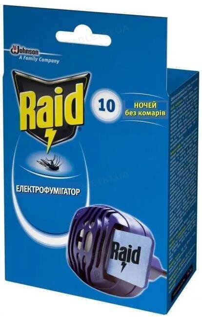Електрофумігатор від комарів Raid в комплекті з 10 пластинами