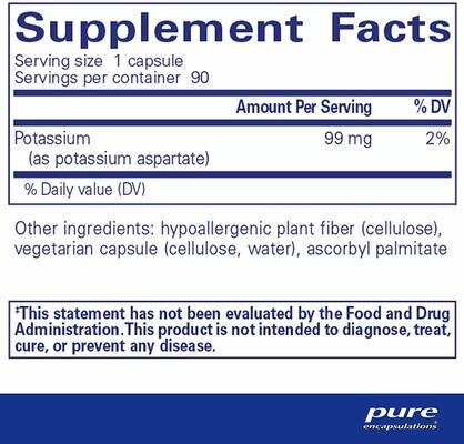 Калій (аспартат) Pure Encapsulations Potassium (aspartate), 90 капсул