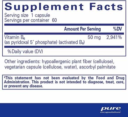 Вітамін B6 (Піридоксаль-5-фосфат) Pure Encapsulations P5P 50 (vitamin B6), 60 капсул