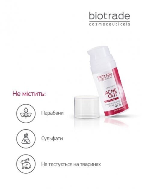 Крем для обличчя Biotrade Acne Out SPF 30 відновлюючий для шкіри зі слідами постакне, 30 г