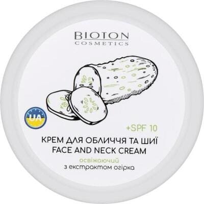 Крем для обличчя та шиї Bioton Cosmetics освіжаючий з екстрактом огірка + SPF 10, 100 мл