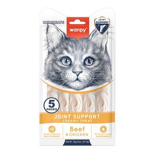 Ласощі кремові для котів Wanpy Creamy Treat Joint Support для суглобів, 70 г (5 стіків по 14 г)