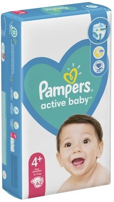 Підгузки дитячі Pampers Active Baby розмір 4+, 10-15 кг, 62 шт