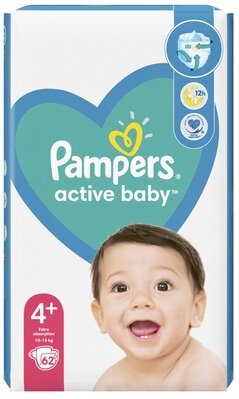 Підгузки дитячі Pampers Active Baby розмір 4+, 10-15 кг, 62 шт