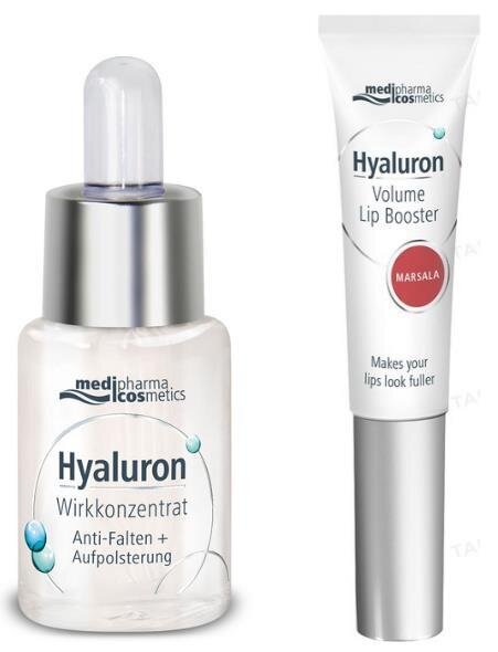 Набір Hyaluron (Pharma Hyaluron) Сироватка для обличчя активний гіалурон-концентрат проти зморшок для пружності, 13 мл + Бальзам для губ Marsala
