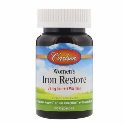 Залізо для жінок Carlson Labs Women's Iron Restore, 60 капсул