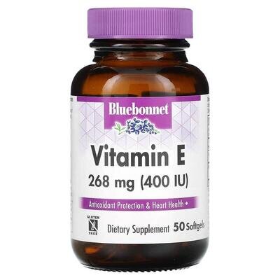 Вітамін Е 400 МО Bluebonnet Nutrition Vitamin E, 50 м'яких желатинових капсул