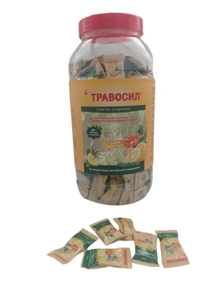 Травосил льодяники трав'яні зі смак. мед-лимон. №300 у бан. в упак. інд.