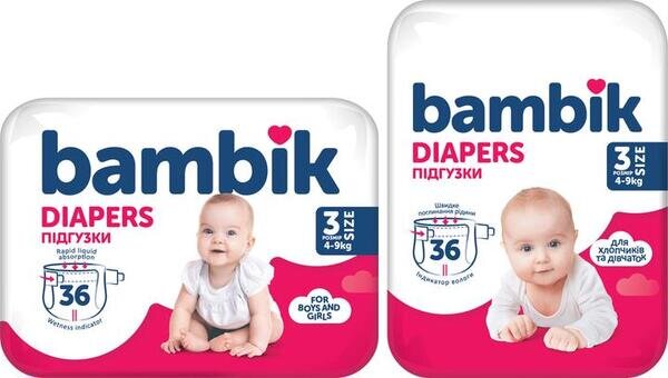 Підгузки Bambik Jumbo Midi, розмір 3, 4-9 кг, 36 шт