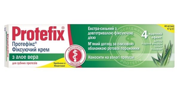 Протефікс фіксуючий крем з алое вера д/зуб. протезів,, екстра-сильної фіксації, 40 мл