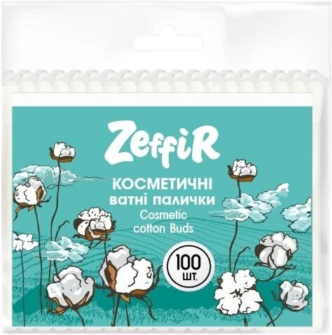 Ватні палички Zeffir косметичні в пакеті, 100 штук