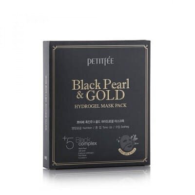 Маска для обличчя гідрогелева Petitfee Black Pearl&Gold Hydrogel Mask Pack Чорний Перли-Золото 32 г, 5 штук