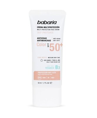 Крем сонцезахисний для обличчя Babaria SPF50+ антивіковий тонуючий, 50 мл