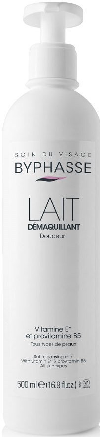 Молочко Byphasse Soft Cleansing для очищення обличчя та очей від макіяжу з дозатором, 500 мл
